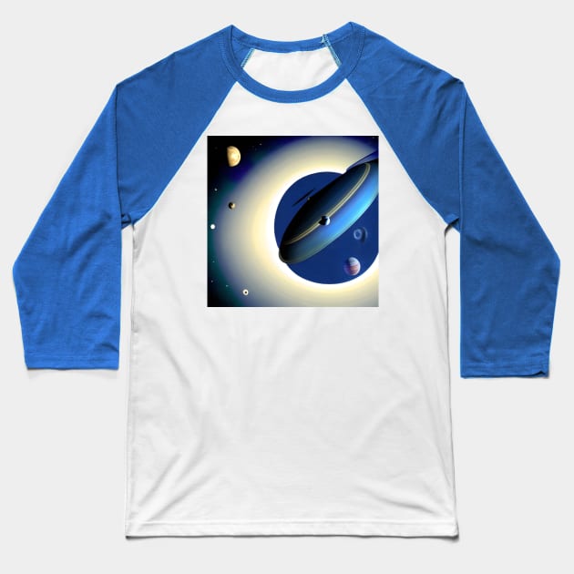 Futuristic Musical Instrument Flying Through Space. Baseball T-Shirt by Musical Art By Andrew